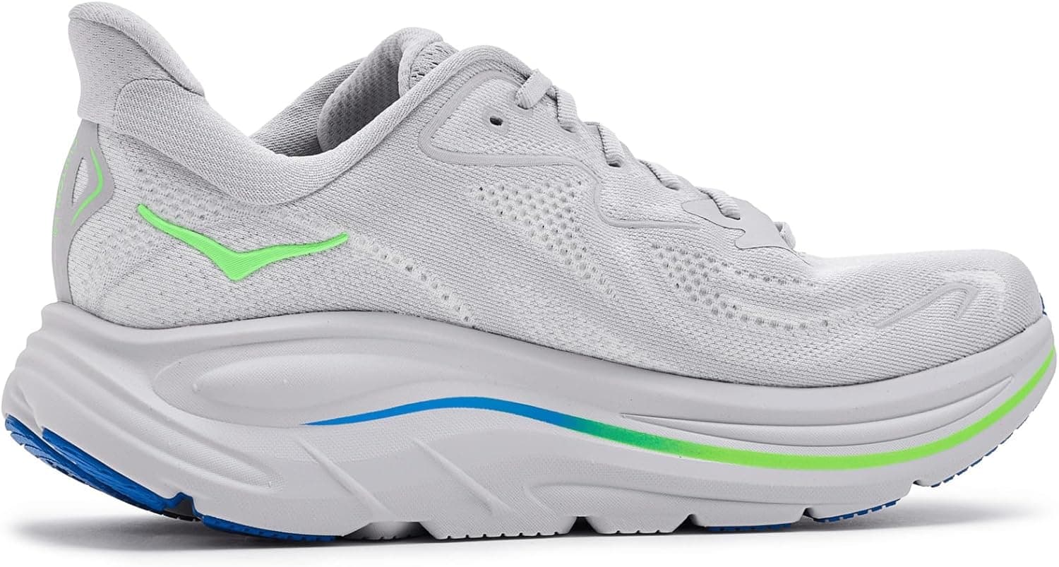 Hoka Clifton 10 in Ash Grey / Neon Green