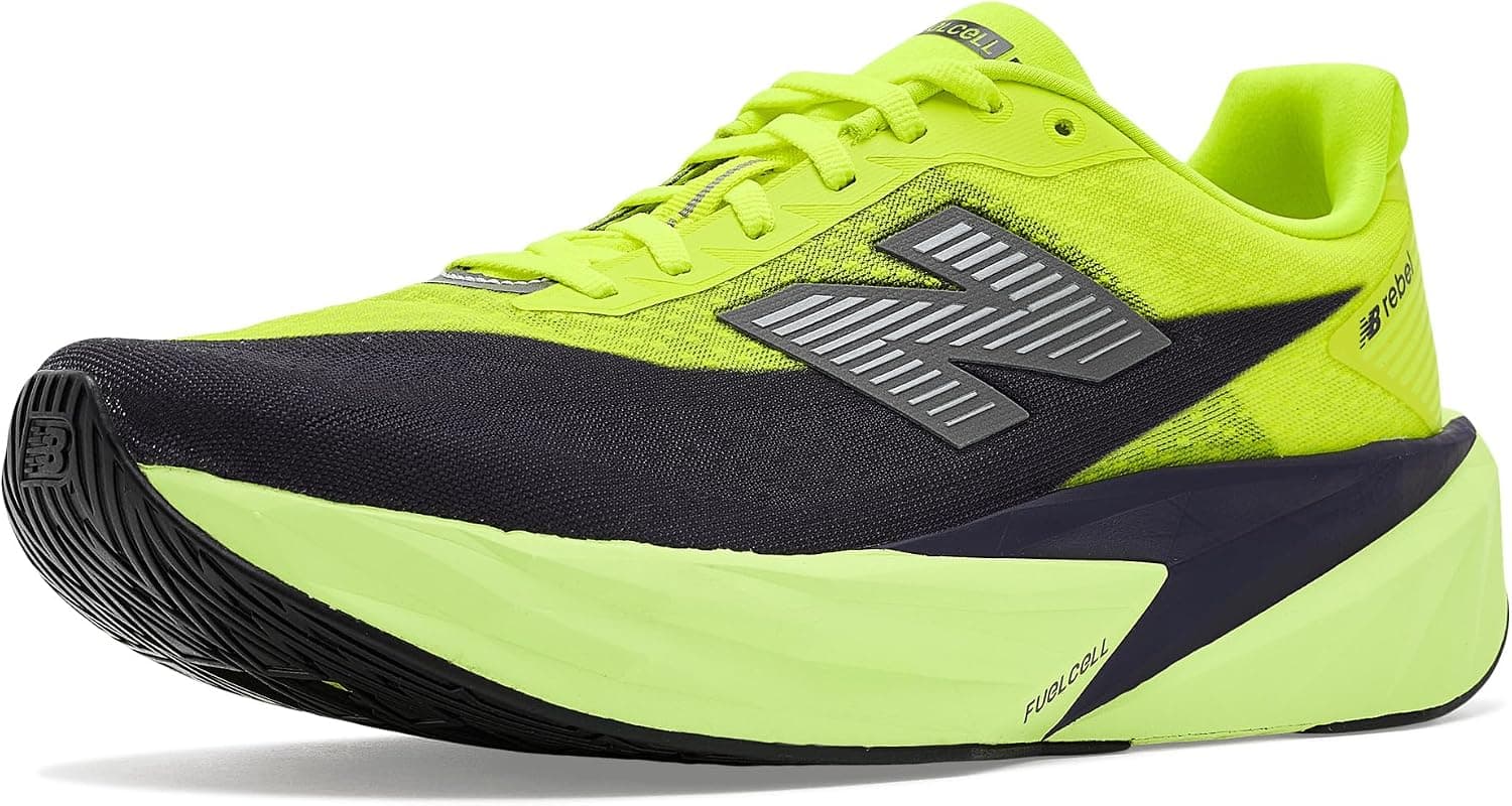 New Balance FuelCell Rebel v5 in Black / Castlerock / Silver Metallic